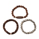Ensemble de bracelets extensibles en perles de dalmatien naturel et de bois de coco de style 3pcs 3(BJEW-JB09863)-4