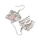 pendientes colgantes de mariposa de cuarzo rosa natural para mujer(EJEW-E283-01P-04)-2
