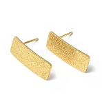 Ion Plating(IP) 304 Stainless Steel Stud Earring Finding, with Vertical Loops, Rectangle with Gold Sand, Golden, 20x8mm, Hole: 2.5mm, Pin: 0.8mm(STAS-B034-07G)