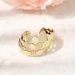 Brass Cuff Open Rings, Hexagon, Golden, 15mm, Inner Diameter: 17mm(RJEW-F215-04G)