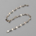 925 Sterling Silver Dapped Chains, Silver, 3x2x0.1mm(STER-TAC0003-03P)