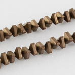 Electroplate Non-magnetic Synthetic Hematite Beads Strands, Triangle, Copper Plated, 4x5x3mm, Hole: 1mm, about 136pcs/strand, 15.5 inch(X-G-R208-01)