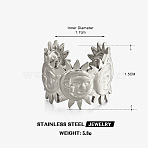 304 Stainless Steel Open Cuff Rings for Women, Sun, Stainless Steel Color, 17mm(WG56251-02)