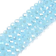 Electroplate Glass Beads Strands, Imitation Jade Beads, AB Color Plated, Faceted, Rondelle, Pale Turquoise, 4x3mm, Hole: 0.4mm, about 113~115pcs/strand, 16.14~16.34 inch(41~41.5cm)(EGLA-A044-J4mm-B04)