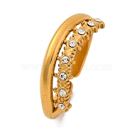 304 Stainless Steel Finger Rings, with Rhinestone, Crystal, 6mm, Inner Diameter: Adjustable(RJEW-Q822-19G-01)