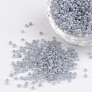 12/0 Ceylon Round Glass Seed Beads, Dark Gray, Size: about 2mm in diameter, hole:1mm, about 3303pcs/50g(X-SEED-A011-2mm-149)