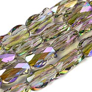 Transparent Electroplate Glass Beads Strands, Half Rainbow Plated, Faceted, Fish, Medium Orchid, 10x6x4mm, Hole: 1.2mm, about 66~70pcs/strand, 26.18~27.56 inch(66.5~70cm)(GLAA-G116-01A-HR02)