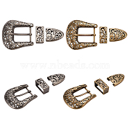 Elite 4 Sets 2 Colors Belt Alloy Buckle Sets, include Roller Buckle, Rectangle Silder Charm, Triangle Zipper Stopper, Mixed Color, 63x59x8mm, 2 sets/color(FIND-PH0018-37)