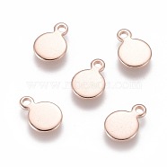 201 Stainless Steel Charms, Flat Round, Stamping Blank Tag, Rose Gold, 10x7x0.6~0.7mm, Hole: 1.8~2mm(STAS-F192-032RG)
