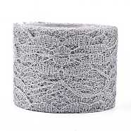 Sparkle Lace Fabric Ribbons, with Glitter Powder, for Wedding Party Decoration, Skirts Decoration Making, Gray, 2 inch(5cm), 10 yards/roll(OCOR-K004-C01)