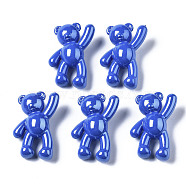 Opaque Acrylic Pendants, Pearl Luster Plated, Bear, Blue, 36x22x13.5mm, Hole: 2.5mm(PACR-ZX016-08A)