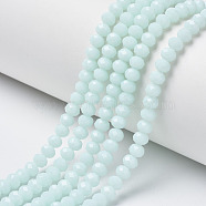 Opaque Solid Color Glass Beads Strands, Faceted, Rondelle, Light Cyan, 8x6mm, Hole: 1mm, about 72pcs/strand, 16.14 inch(41cm)(X-EGLA-A034-P8mm-D06)