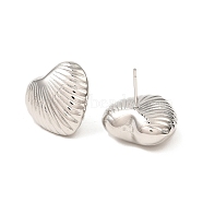 Brass Heart Ear Studs for Women, Real Platinum Plated, 19.5x20.5mm(EJEW-P268-06P)