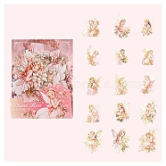 30Pcs 15 Styles PET Self Adhesive Fairy Decorative Stickers, Waterproof Decals, for DIY Scrapbooking, Misty Rose, Packing: 150x100mm, 2pcs/style(PW-WG57244-05)