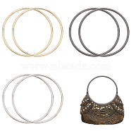 6Pcs 3 Colors Iron Bag Handles, for Handmade Bag Handbags Purse Handles Replacement, Round Ring, Mixed Color, 11.05x0.45cm, Inner Diameter: 10.15cm, 2pcs/color(FIND-CA0006-39B)