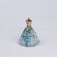 Resin Wedding Dress Display Decoration, with Natural Gemstone Chips inside Statues for Home Office Decorations, Dark Turquoise, 56x70mm(PW-WG69732-04)