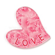 Valentine's Day Acrylic Pendants, Heart, Flamingo, 42x41.5x2.5mm, Hole: 1.6mm(OACR-A026-02C)
