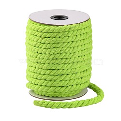 3-Ply Macrame Cotton Cord, Twisted Cotton Rope, for Wall Hanging, Plant Hangers, Crafts and Wedding Decorations, Lawn Green, 12mm, about 21.87~24.05 yards(20~22m)/roll(OCOR-L039-F21)
