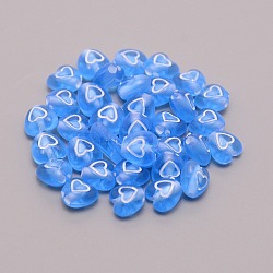 Transparent Acrylic Beads, with Enamel, Heart, Dodger Blue, 6.5x6.5x4.5mm, Hole: 1mm, 100pcs/bag(TACR-TAC0001-05G)