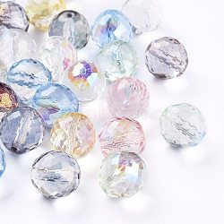 Electroplated Czech Glass Beads, Rainbow Plated, Faceted, Round, Mixed Color, 13.5mm, Hole: 1.5mm, about 40pcs/bag(GLAA-I045-13A)