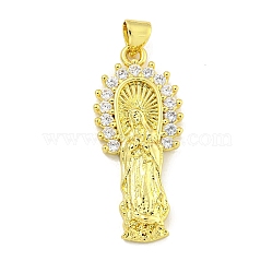 Rack Plating Brass Micro Pave Clear Cubic Zirconia Pendants, Cadmium Free & Lead Free, Real 18K Gold Plated, Human, 32x14x4mm, Hole: 4.5mm(KK-B091-21G-06)