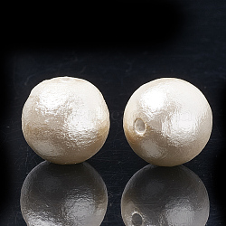 Compressed Cotton Pearl Beads, Eco-Friendly, Dyed, Round, Floral White, 8~8.5mm, Hole: 1.2mm(WOVE-S114-8mm-12)