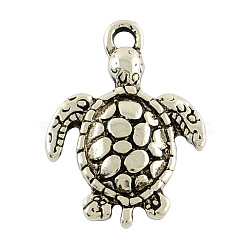 Tibetan Style Alloy Sea Turtle Pendants, Cadmium Free & Lead Free, Antique Silver, 22x15.5x2.5mm, Hole: 2mm, about 595pcs/1000g(TIBEP-22101-AS-LF)