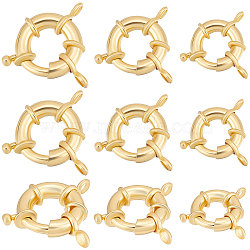 9Pcs 3 Styles Rack Plating Brass Spring Clasps, Real 18K Gold Plated, 13~17x5~6mm, Hole: 2mm, 3pcs/style(KK-BBC0005-66)