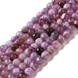 Natural Agate Beads Strands, Dyed & Heated, Faceted Round, Old Rose, 6mm, Hole: 0.9mm, about 66pcs/strand, 14.45 inch(36.7cm)(G-G079-A03-02)