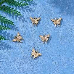 5 Pieces Butterfly Clear Cubic Zirconia Charm Pendant Brass CZ Charm Insect Pendant  Gold Plated for Jewelry Necklace Earring Making Crafts, Golden, 10.5x12.3mm, Hole: 1.2mm, 5pcs/set(JX385A)