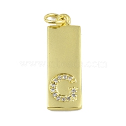 Brass Micro Pave Clear Cubic Zirconia Pendants, Real 18K Gold Plated, Rectangle, Letter G, 23.5x7.5x2mm, Hole: 3mm(KK-P266-06G-G)