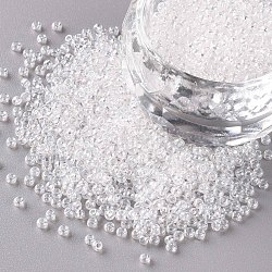 12/0 Grade A Round Glass Seed Beads, Transparent Colours Lustered, Clear, 12/0, 2x1.5mm, Hole: 0.3mm(SEED-Q011-F503)
