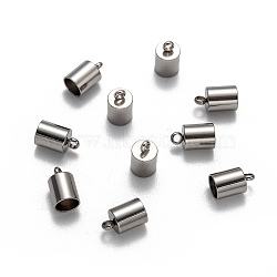 304 Stainless Steel Cord Ends, End Caps, Stainless Steel Color, 10x6mm, Hole: 2mm, Inner Diameter: 5mm(X-STAS-M250-05)