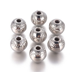 CCB Plastic Beads, Round, Platinum, 12.5x11.5mm, Hole: 3.5mm(CCB-F020-03P)