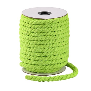 3-Ply Macrame Cotton Cord, Twisted Cotton Rope, for Wall Hanging, Plant Hangers, Crafts and Wedding Decorations, Lawn Green, 12mm, about 21.87~24.05 yards(20~22m)/roll