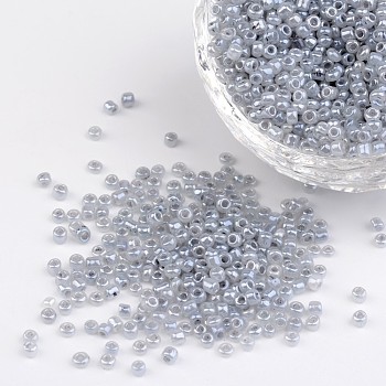 12/0 Ceylon Round Glass Seed Beads, Dark Gray, Size: about 2mm in diameter, hole:1mm, about 3303pcs/50g