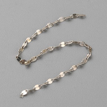 925 Sterling Silver Dapped Chains, Silver, 3x2x0.1mm