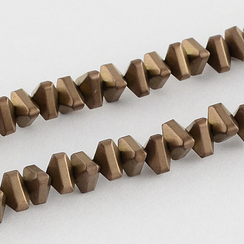 Electroplate Non-magnetic Synthetic Hematite Beads Strands, Triangle, Copper Plated, 4x5x3mm, Hole: 1mm, about 136pcs/strand, 15.5 inch