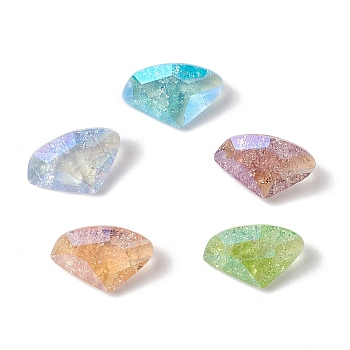 Crackle Moonlight Style K9 Glass Rhinestone Cabochons, Pointed Back, Triangle, Mixed Color, 9x14x4mm