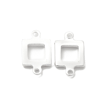 Brass Connector Charms, Cadmium Free & Lead Free, Long-Lasting Plated, Square Links, 925 Sterling Silver Plated, 12x7x1.5mm, Hole: 1mm