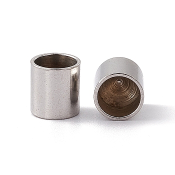 201 Stainless Steel Cord Ends, End Caps, Column, Stainless Steel Color, 6.5x6mm, Inner Diameter: 5mm