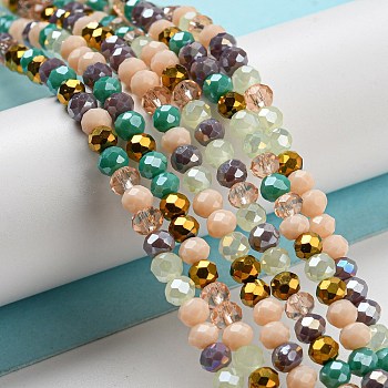 Glass Beads Strands, Faceted, Rondelle, Blanched Almond, 4x3mm, Hole: 0.4mm, about 123~127pcs/strand, 15.75~16.5 inch(40~42cm)