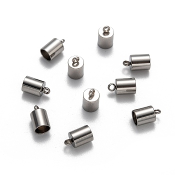 304 Stainless Steel Cord Ends, End Caps, Stainless Steel Color, 10x6mm, Hole: 2mm, Inner Diameter: 5mm