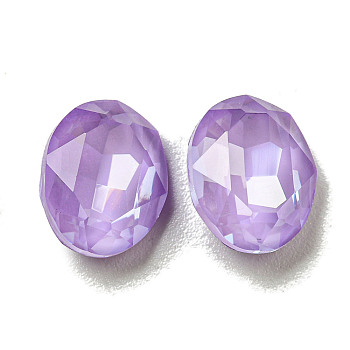 Glass Rhinestone Cabochons, Point Back & Back Plated, Faceted, Oval, Purple Velvet, 10x8x5mm