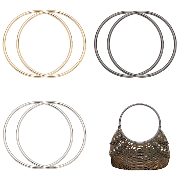 6Pcs 3 Colors Iron Bag Handles, for Handmade Bag Handbags Purse Handles Replacement, Round Ring, Mixed Color, 11.05x0.45cm, Inner Diameter: 10.15cm, 2pcs/color