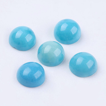 Natural Howlite Cabochons, Dyed & Heated, Half Round, Deep Sky Blue, 5x2.5mm