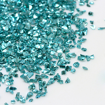 Piezo Glass Beads, No Hole Beads, Chip, Dark Turquoise, 0.6~1x0.6~1mm(X-PIEG-R001-C02)