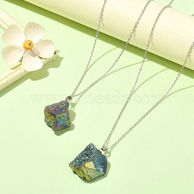 Natural Quartz Crystal Nugget Pendant Necklace with 304 Stainless Steel Chains(NJEW-JN04385-02)-6