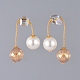 Boucles d'oreilles rondes en perles de verre et perles de verre écologiques(EJEW-JE03822)-3