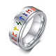 Rainbow Color Pride Flag Rune Words Odin Norse Viking Amulet Enamel Rotating Ring(RABO-PW0001-037E)-1